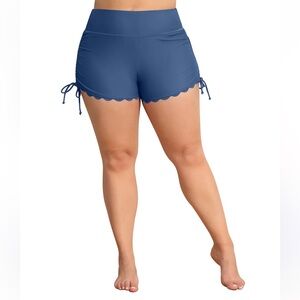 Women's Plus Size Solid Swim Shorts Drawstring Board Shorts Tummy Control 2XL